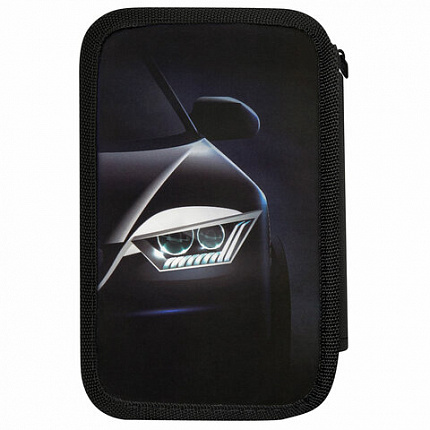 Пенал ПИФАГОР, 3 отделения, ламинированный картон, 19х11 см, "Car flash", 272254