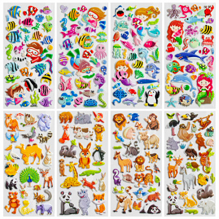 Наклейки зефирные "Животный мир", 19х9,5 см, ассорти 8 видов, FUNSTER (ФАНСТЕР), 666089