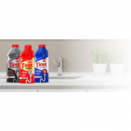 Средство для прочистки канализационных труб 500 мл, TIRET (Тирет) "Turbo", гель, 8147369