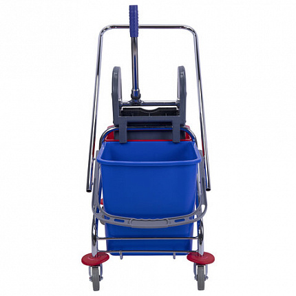 Тележка уборочная BRABIX, 2 съемных ведра 25 л, механический отжим, металлический каркас, 601499