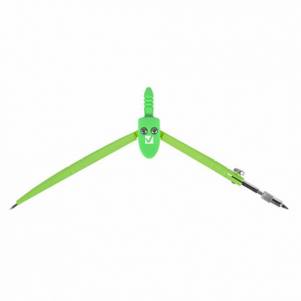 Циркуль BRAUBERG GEOMETRY, 120 мм, пастельно-зеленый цвет, защитный колпачок, пластиковый пенал, 210699