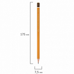 Карандаш чернографитный KOH-I-NOOR 1500, 1шт., 3B, корпус желтый, заточенный, 150003B01170RU