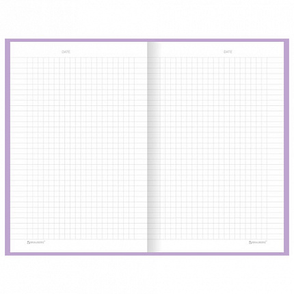 Блокнот А5 134х206 мм, 80 л., твёрдый, клетка, BRAUBERG "Minimal", сиреневый, 116440