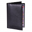 Обложка для автодокументов и паспорта натуральная кожа флоттер, "DOCUMENTS", черная, BRAUBERG 238193