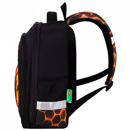 Ранец BRAUBERG KIDS STANDARD, 2 отделения, Fire split, 3D-панель, 36х28х14 см, 273147