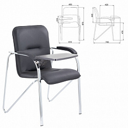 Кресло со столом BRABIX "Samba CF-108 BOX-2", хром каркас, кожзам черный, разобрано, 533218