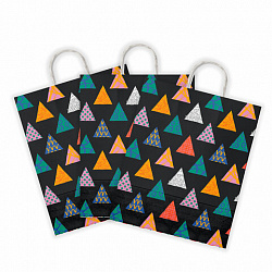 Крафт-пакет бумажный "Геометрия" 22х12х25 см, с кручеными ручками, плотность 100 г/м2, белый, 112290