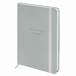 Ежедневник недатированный с резинкой А5 145х203 мм, BRAUBERG, твердый, 160 л, "Minimal", серый, 116302