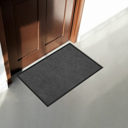 Коврик придверный 60х90 см, СЕРЫЙ, влаго-грязезащитный, 430 г/м2, ребристый, ЛЮБАША СТАНДАРТ, 701035