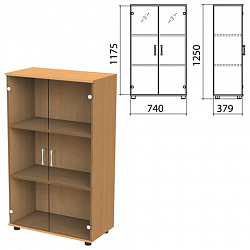 Шкаф закрытый со стеклом "Монолит", 740х390х1250 мм, цвет бук бавария (КОМПЛЕКТ)