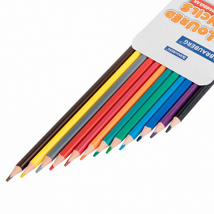 Карандаши цветные "АССОРТИ 8 ДИЗАЙНОВ 7+ лет", 12 цветов, трехгранные, BRAUBERG, 182056