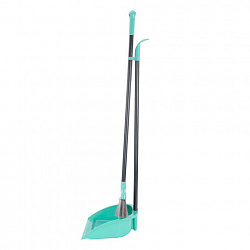 Совок для мусора КОМПЛЕКТ щетка + 2 рукоятки 80 см и 87 см с резьбой, пластиковые, "ЛЕНИВКА", бирюзовый, ЛЮБАША, 700056