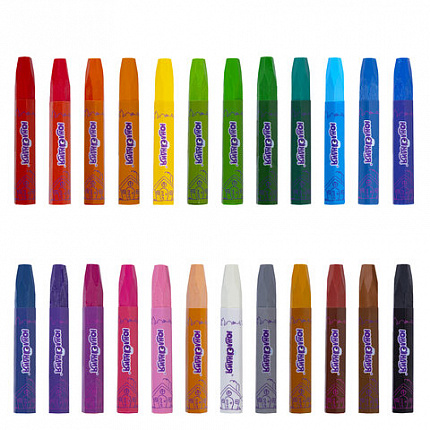 Восковые мелки утолщенные на масляной основе ЮНЛАНДИЯ "ДОМИКИ", 24 цвета, 273091