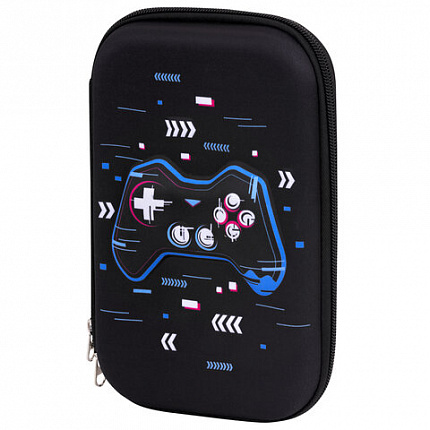 Пенал ЮНЛАНДИЯ большой, 1 отделение, 1 откидная планка, карман, полиэстер/EVA, 22х15х5 см, "Lucky gamer", 273196