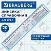 Линейка пластиковая 20 см BRAUBERG, справочная, алгебра, 210896