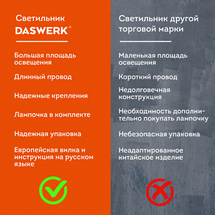 Настольная лампа / светильник на струбцине, Е27, 40 Вт, белый, высота 75 см, DASWERK (ДАСВЕРК), 238323