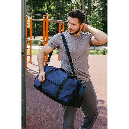 Сумка спортивная HEIKKI MOVE PLUS (ХЕЙКИ), отделение для обуви, синяя, 28х50х23 см, 273897