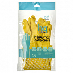 Перчатки латексные КЩС, сверхпрочные, плотные, хлопковое напыление, размер 9,5-10 XL, очень большой, желтые, HQ Profiline, 73590