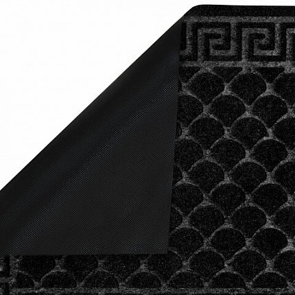 Коврик придверный 60х90 см, ЧЕРНЫЙ, грязезащитный, 430 г/м2, фактурный рисунок ЧЕШУЙКИ, ЛЮБАША, 701060