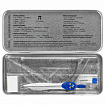 Готовальня BRAUBERG SCHOOL KIT, 8 предметов, циркуль 115 мм, чертежные принадлежности, металлический пенал со справочными материалами,210712