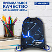 Мешок для обуви BRAUBERG PREMIUM, карман, подкладка, светоотражайка, 43х33 см, "Кибер-лава", 272426