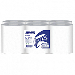 Полотенца бумажные с центральной вытяжкой 150 м, PROtissue (M1) PREMIUM, 2-слойные, белые, КОМПЛЕКТ 6 рулонов, С224