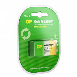 Батарейка аккумуляторная GP ReEnergy Ni-Mh 1 шт., "Крона" (20R8H 9V), 200 mAh, 20R8HRGY-2CRCB1