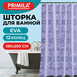 Шторка для ванной EVA, 180х200 см, кольца в комплекте, СИНЯЯ ЛЕДЯНАЯ СВЕЖЕСТЬ, PRIMILA (ПРИМИЛА), 700100