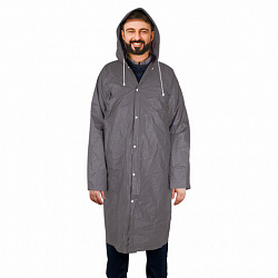 Дождевик плащ на кнопках, EVA, многоразовый прочный, чехол в комплекте, универсальный размер, серый, SHAMAANI (ШАМААНИ), 610936