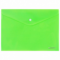 Папка-конверт с кнопкой А4, КОМПЛЕКТ 5 шт., яркие неоновые цвета ассорти, BRAUBERG "NEON", 272872