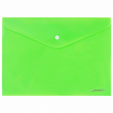 Папка-конверт с кнопкой А4, КОМПЛЕКТ 8 шт., яркие неоновые цвета ассорти, BRAUBERG "NEON", 272871