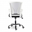 Кресло BRABIX "Wings MG-306", пластик белый, хром, сетка, серое/черное, 532010