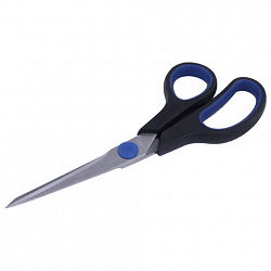 Ножницы BRAUBERG "Soft Grip", 190 мм, черно-синие, резиновые вставки, 3-сторонняя заточка, 230762
