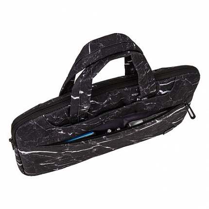 Сумка портфель BRAUBERG STYLE с отделением для ноутбука 13-14", 3 кармана, "Marble", черная, 26х36х3 см, 270835