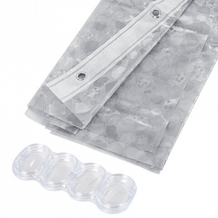 Шторка для ванной EVA, 180х200 см, кольца в комплекте, СЕРАЯ ЛЕДЯНАЯ СВЕЖЕСТЬ, PRIMILA (ПРИМИЛА), 700101