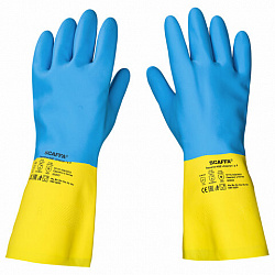 Перчатки латексно-неопреновые SCAFFA "Спектр", КЩС-1, хлопчатобумажное напыление, размер 8, M (средний), 00-01017726