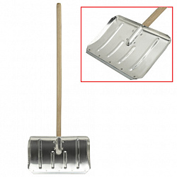 Лопата снеговая 49х30см, алюминиевая усиленная ребрами жесткости, ДЕРЕВЯННЫЙ черенок 120см, армирующая металлическая планка на клепках, ЛТСЕ