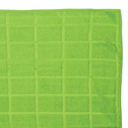 Салфетки из МИКРОФИБРЫ универсальные 40х40 см, КОМПЛЕКТ 3 шт., КЛЕТКА, зеленые, 220 г/м2, ЛЮБАША, 603948