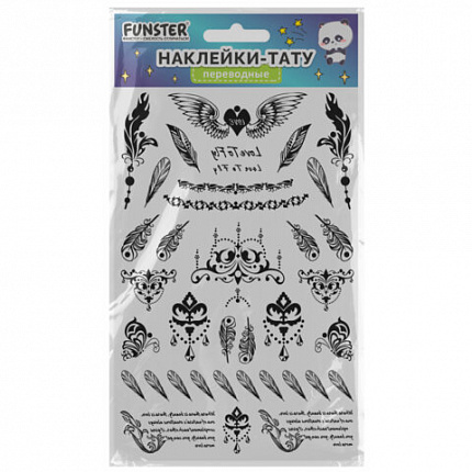 Наклейки-тату переводные "Ассорти", 29х15,5 см, ассорти 12 видов, FUNSTER (ФАНСТЕР), 666106
