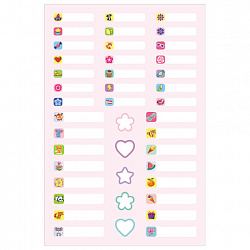 Наклейки бумажные "Подпишу всё" для девочек, НАБОР 4 листа А5, 113 наклеек, HATBER, 0