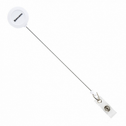 Бейдж горизонтальный (60х90 мм), с держателем-рулеткой 70 см, белый, BRAUBERG, 238241