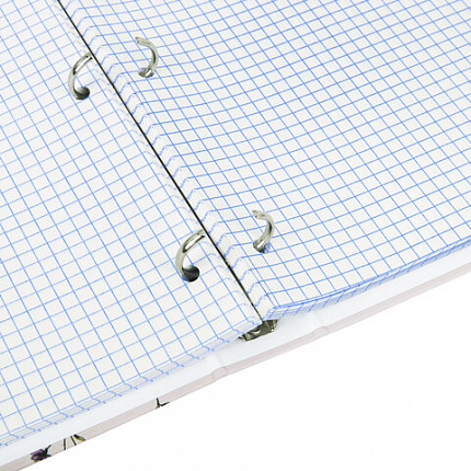 Тетрадь на кольцах БОЛЬШАЯ А4, 215х305 мм, 100 л., твердый картон, клетка, BRAUBERG, "Цветы", 405412