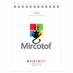 Блокнот МАЛЫЙ ФОРМАТ А6, 40 л., гребень, картон, клетка, HATBER, "Муркомания", 090640, 40Б6В1гр