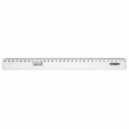 Линейка пластиковая 30 см, ПИФАГОР, прозрачная, бесцветная, 210611