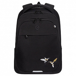 Рюкзак GRIZZLY школьный, анатомическая спинка, 2 отделения, для девочек, "COLIBRI", чёрный, 40х29х20 см, RD-540-2/4