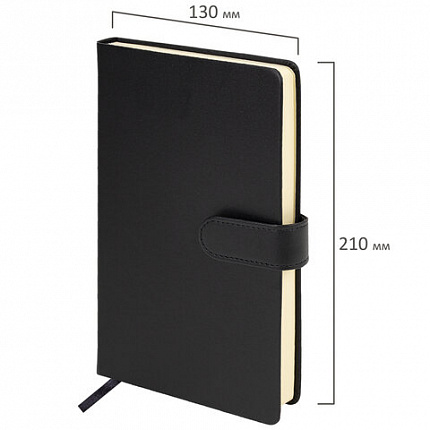 Скетчбук, слоновая кость 140 г/м2 130х210 мм, 80 л., КОЖЗАМ, застежка, BRAUBERG ART CLASSIC, черный, 116460