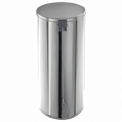 Ведро мусорное с педалью 30 литров, УСИЛЕННОЕ, кольцо под мешок, хром, нержавеющая сталь, ТИТАН