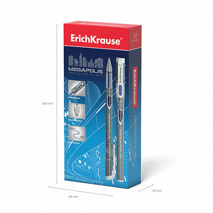 Ручка гелевая ERICH KRAUSE "Megapolis Gel", СИНЯЯ, корпус с печатью, узел 0,5 мм, линия письма 0,4 мм, 92