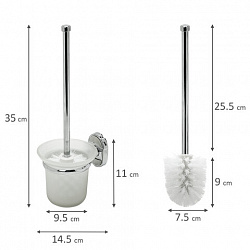 Ершик для унитаза подставка из толстого стекла, крепление к стене, хромированная сталь, LAIMA, 607425