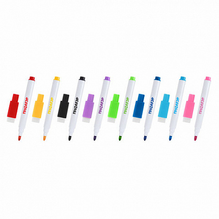 Маркеры стираемые 2 мм на магните со стирателем для белой доски НАБОР 8 ЦВЕТОВ, ПИФАГОР, 152562